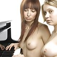 Erotic Beauty: Cailin & Ariana play piano naked - image 